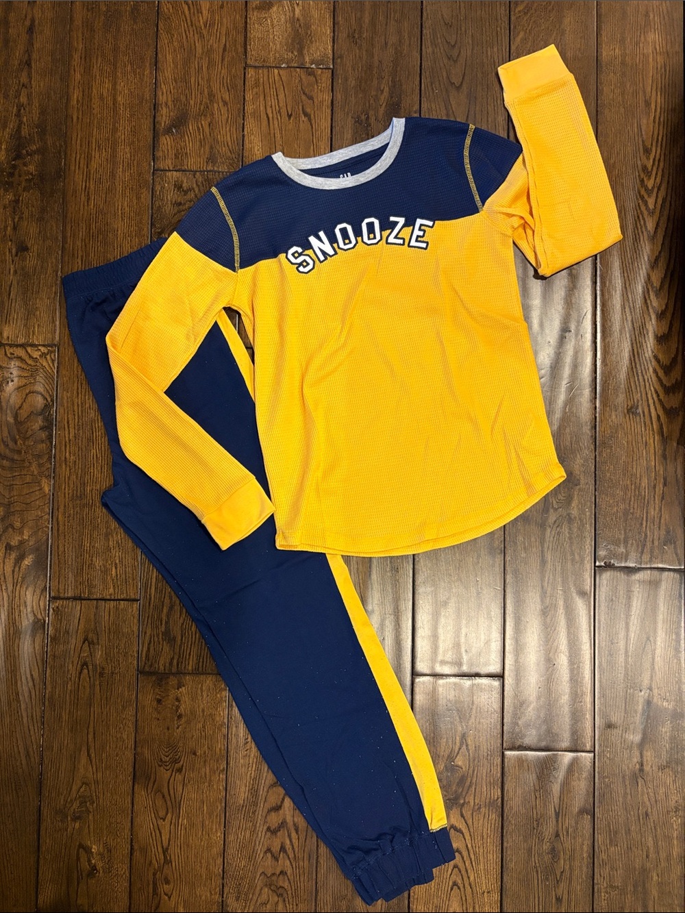 GAP Yellow & Navy 'Snooze' Kids Pajama Set